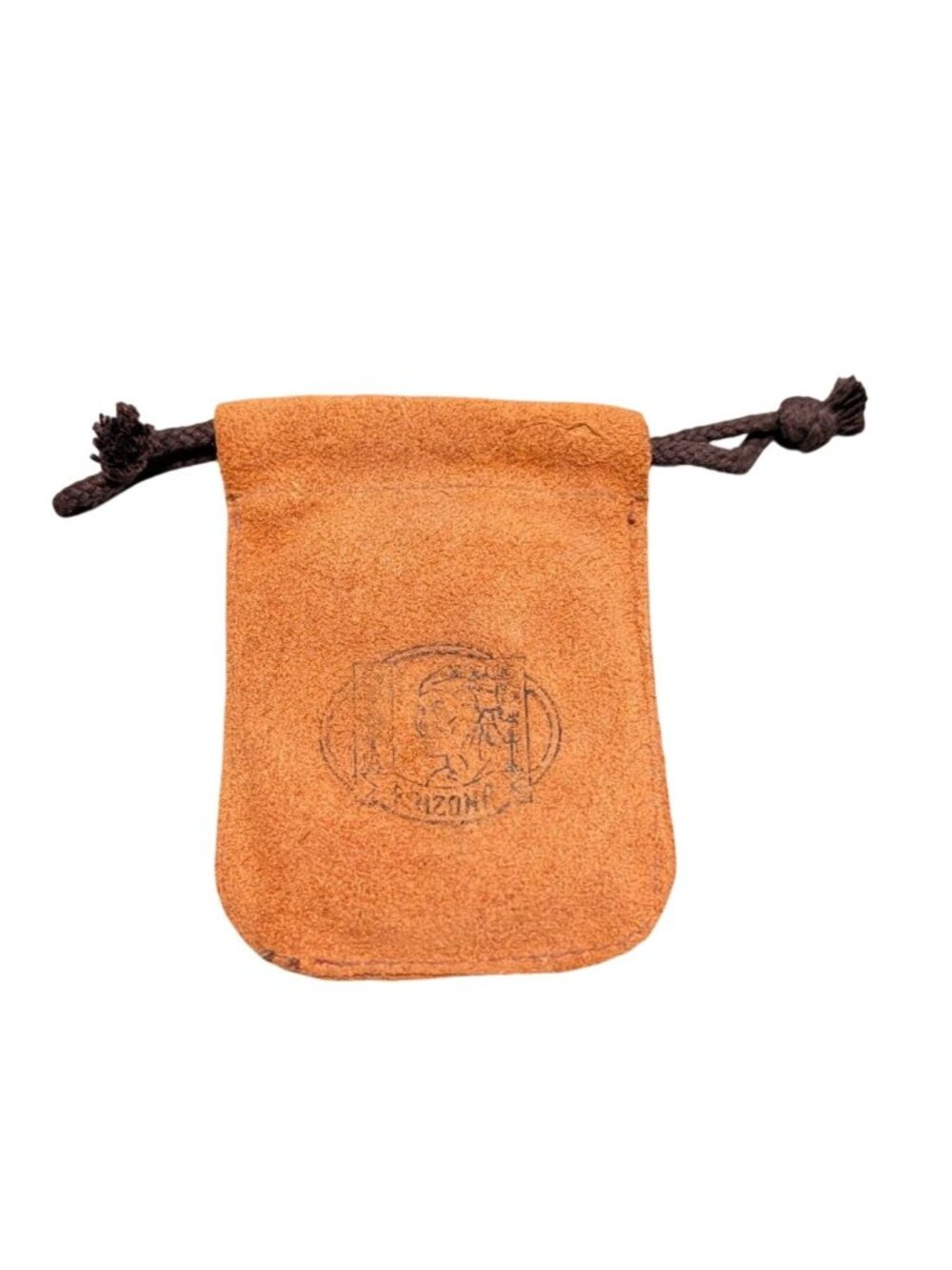 Vintage Arizona Solid Brass Belt Buckle Native American Design Suede Pouch - Picture 8 of 13